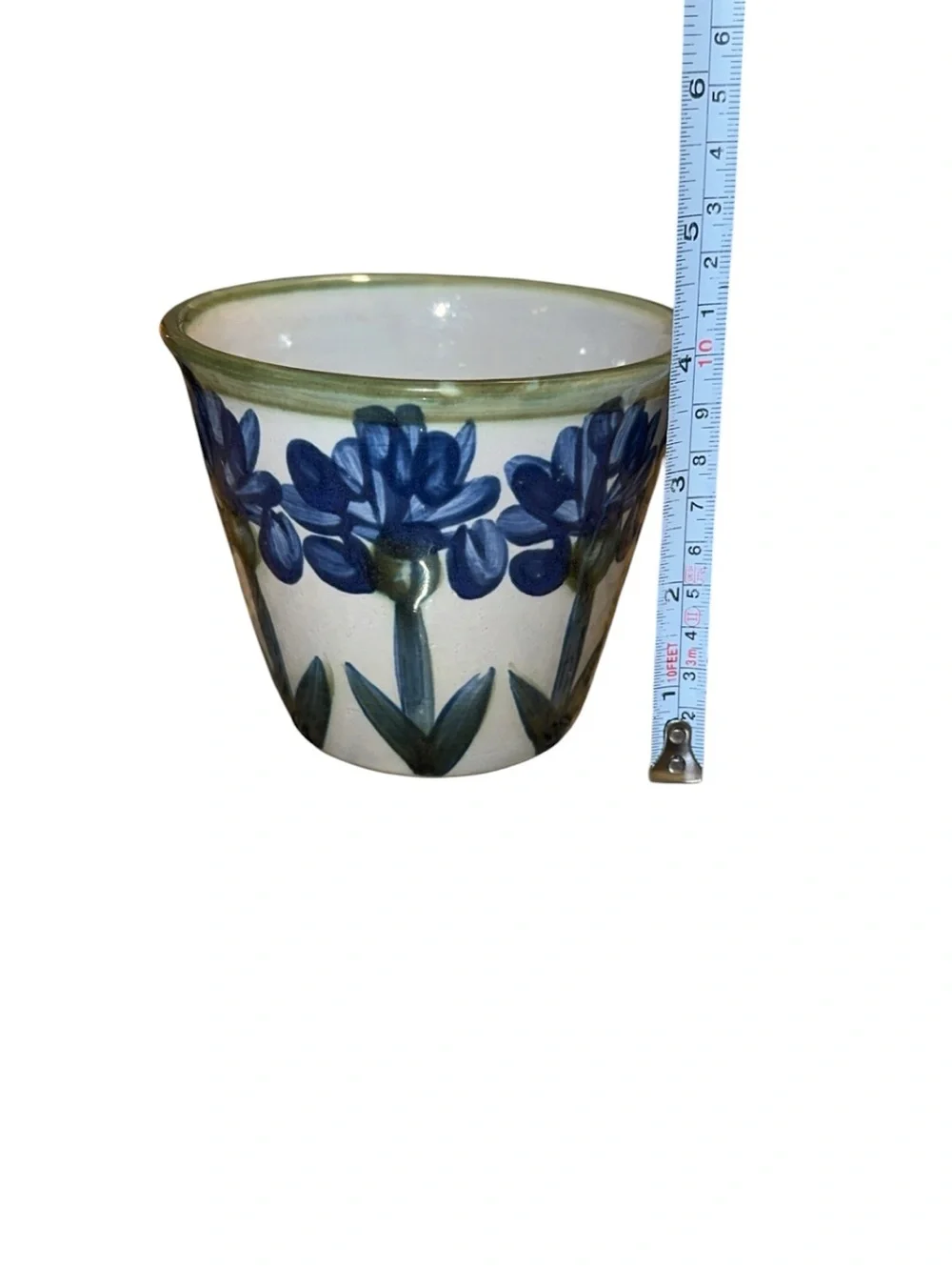 Louisville Stoneware Bachelor Button Blue Cornflower Crock Flower Pot USA